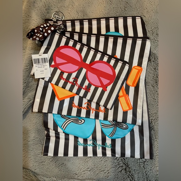 HENRI BENDEL “Go to the Beach” 3 Piece Travel Zipper Pouch Set - Picture 1 of 6